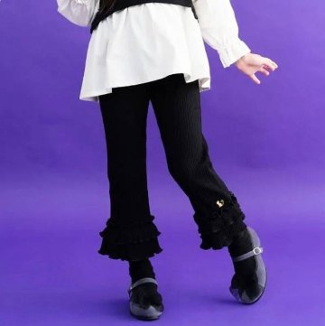 nino「裾フリル コットンリブパンツ」(90-150cm) 【メール便送料無料】の画像