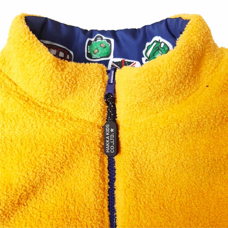 hakka baby&kids ロンドンボーダープリント【サーモライトEcoMade中綿入り】リバーシブルベスト」 (80-130cm）の画像