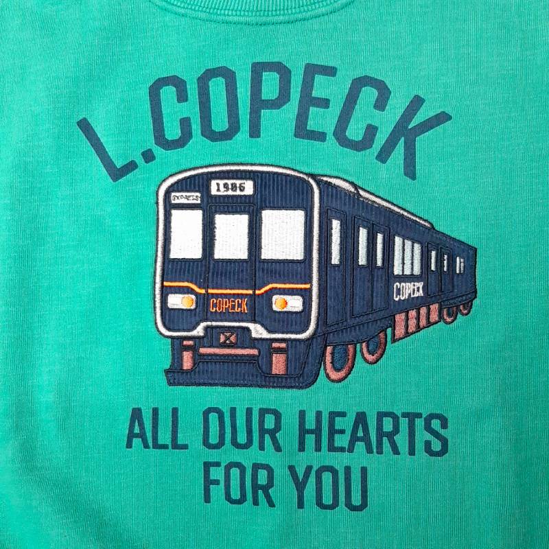 L.COPECK（エルコペック）「電車アップリケ裏毛トレーナー」(80-130cm) 【メール便送料198円対応可】の画像