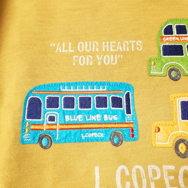 L.COPECK（エルコペック）「バスアップリケ裏毛トレーナー」(80-130cm) 【メール便送料198円対応可】の画像