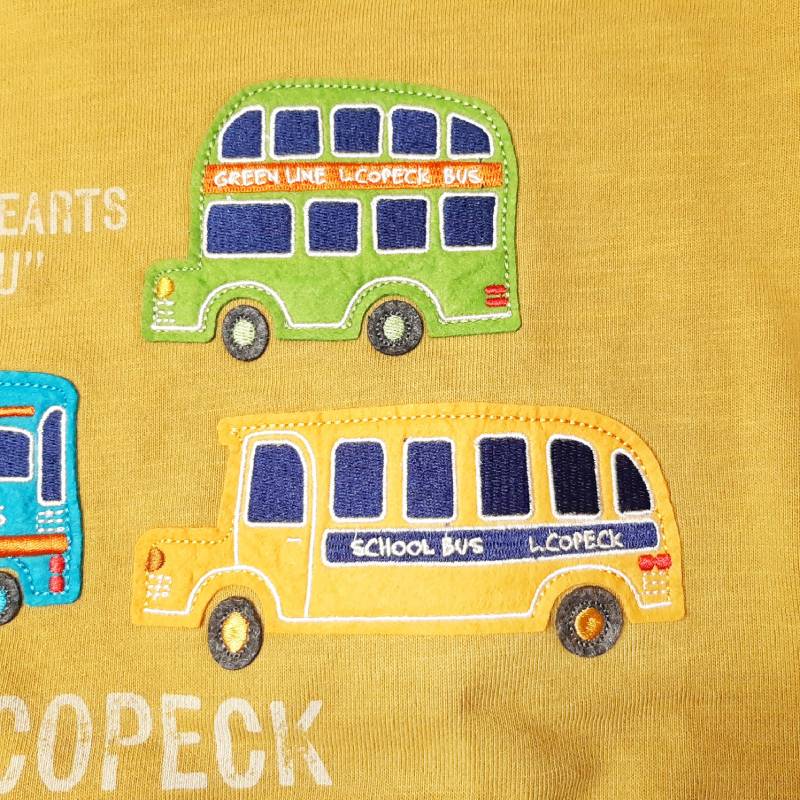 L.COPECK（エルコペック）「バスアップリケ裏毛トレーナー」(80-130cm) 【メール便送料198円対応可】の画像