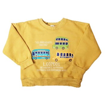 L.COPECK（エルコペック）「バスアップリケ裏毛トレーナー」(80-130cm) 【メール便送料198円対応可】の画像