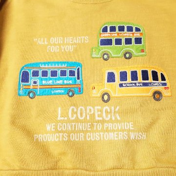 L.COPECK（エルコペック）「バスアップリケ裏毛トレーナー」(80-130cm) 【メール便送料198円対応可】の画像