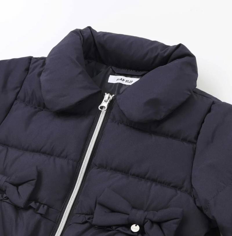 SLAP SLIP(スラップスリップ) 「フード付きリボンダウンジャケットgirls」(90-130cm) の画像