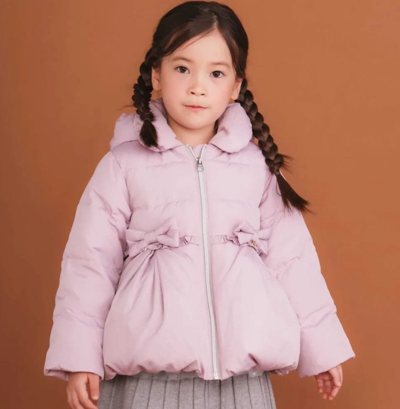 SLAP SLIP(スラップスリップ) 「フード付きリボンダウンジャケットgirls」(90-130cm) の画像