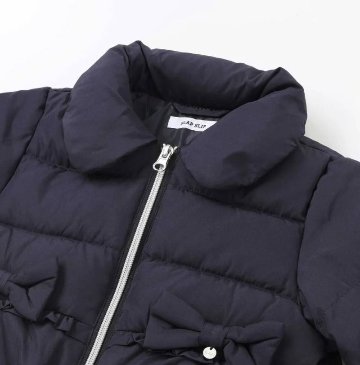 SLAP SLIP(スラップスリップ) 「フード付きリボンダウンジャケットgirls」(90-130cm) の画像