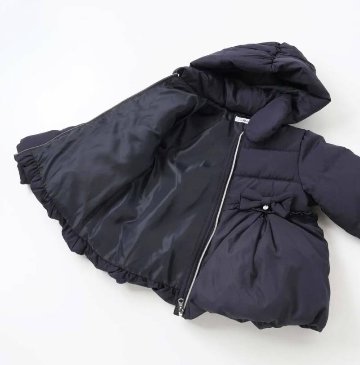 SLAP SLIP(スラップスリップ) 「フード付きリボンダウンジャケットgirls」(90-130cm) の画像