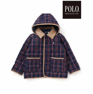 SLAP SLIP(スラップスリップ) 「【POLO BCSコラボ】フード付きチェックキルティングジャケット」(90-130cm) の画像
