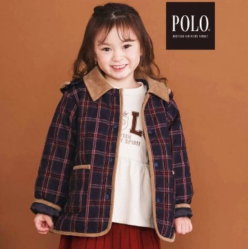 SLAP SLIP(スラップスリップ) 「【POLO BCSコラボ】フード付きチェックキルティングジャケット」(90-130cm) の画像
