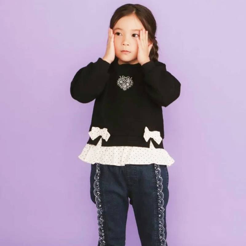 SLAP SLIP(スラップスリップ) 「キルトハート柄コーデュロイ切り替えトレーナー」(80-130cm) 【メール便送料198円対応】の画像