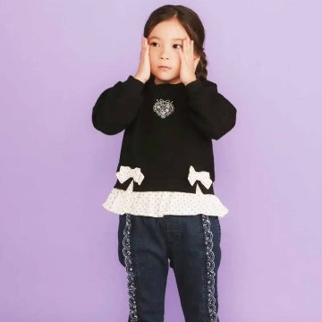 SLAP SLIP(スラップスリップ) 「キルトハート柄コーデュロイ切り替えトレーナー」(80-130cm) 【メール便送料198円対応】の画像