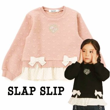SLAP SLIP(スラップスリップ) 「キルトハート柄コーデュロイ切り替えトレーナー」(80-130cm) 【メール便送料198円対応】の画像