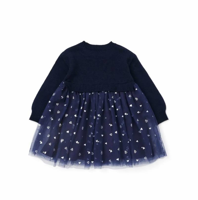 SLAP SLIP(スラップスリップ) 「ハートチュールドッキングニットワンピース」(80-130cm) 【メール便送料198円対応】の画像