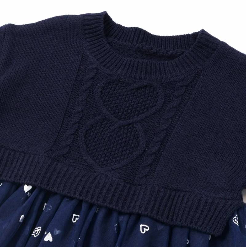 SLAP SLIP(スラップスリップ) 「ハートチュールドッキングニットワンピース」(80-130cm) 【メール便送料198円対応】の画像