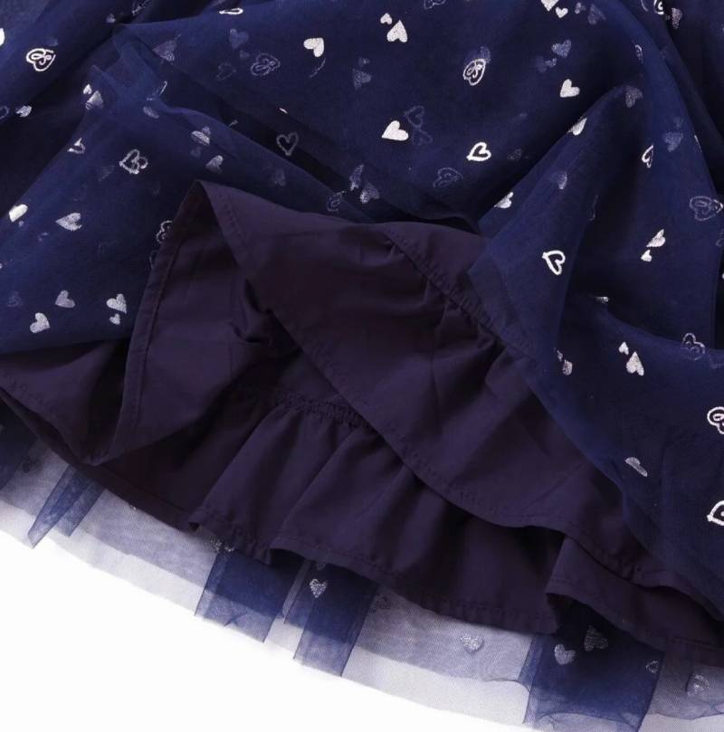 SLAP SLIP(スラップスリップ) 「ハートチュールドッキングニットワンピース」(80-130cm) 【メール便送料198円対応】の画像