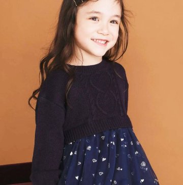 SLAP SLIP(スラップスリップ) 「ハートチュールドッキングニットワンピース」(80-130cm) 【メール便送料198円対応】の画像