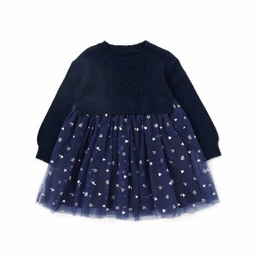 SLAP SLIP(スラップスリップ) 「ハートチュールドッキングニットワンピース」(80-130cm) 【メール便送料198円対応】の画像