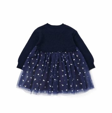 SLAP SLIP(スラップスリップ) 「ハートチュールドッキングニットワンピース」(80-130cm) 【メール便送料198円対応】の画像