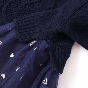 SLAP SLIP(スラップスリップ) 「ハートチュールドッキングニットワンピース」(80-130cm) 【メール便送料198円対応】の画像