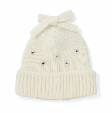 SLAP SLIP (スラップスリップ) 「ハートビジュー＆リボン付きニット帽」 (48-55cm)　【メール便送料198円対応】の画像