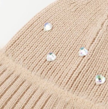 SLAP SLIP (スラップスリップ) 「ハートビジュー＆リボン付きニット帽」 (48-55cm)　【メール便送料198円対応】の画像