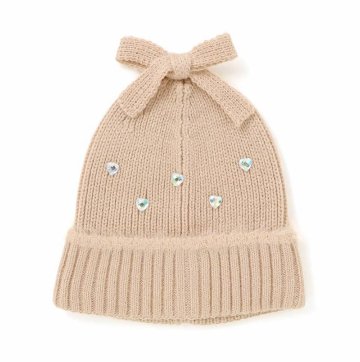 SLAP SLIP (スラップスリップ) 「ハートビジュー＆リボン付きニット帽」 (48-55cm)　【メール便送料198円対応】の画像