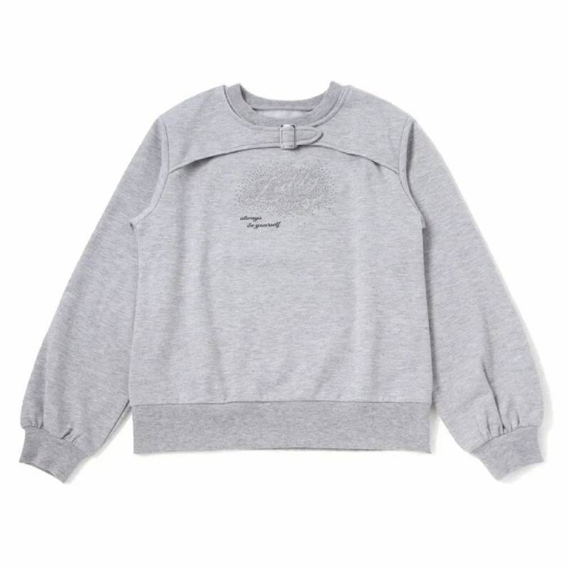 ZIDDY「ラインストーンロゴ裏起毛トレーナー」 (140-160cm)　の画像