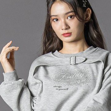 ZIDDY「ラインストーンロゴ裏起毛トレーナー」 (140-160cm)　の画像