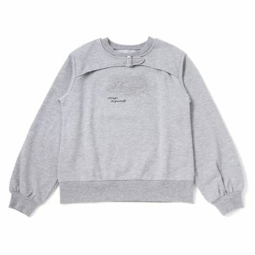 ZIDDY「ラインストーンロゴ裏起毛トレーナー」 (140-160cm)　の画像