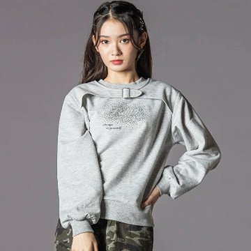 ZIDDY「ラインストーンロゴ裏起毛トレーナー」 (140-160cm)　の画像