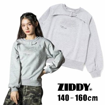 ZIDDY「ラインストーンロゴ裏起毛トレーナー」 (140-160cm)　の画像