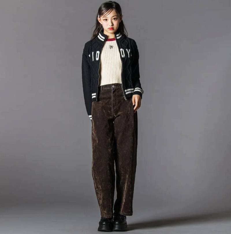 ZIDDY「ウィングロゴ刺繍フロッキーワイドデニム」 (140-160cm) の画像