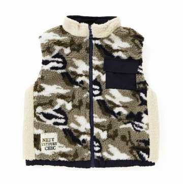 nexchic (ネクシック) 「タフタ×裏迷彩ボア リバーシプル ベスト」(110-150cm) の画像