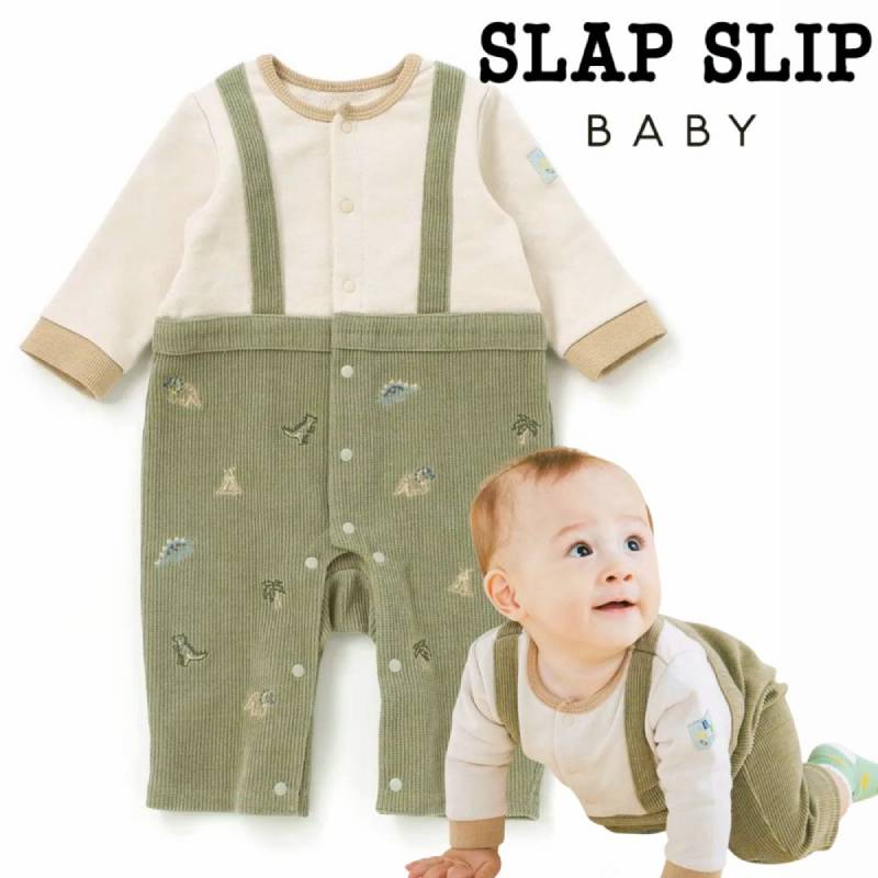 SLAP SLIP(スラップスリップ) 「サロペット風ニットコールロンパース」(70cm) 【メール便送料198円対応】の画像