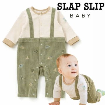 SLAP SLIP(スラップスリップ) 「サロペット風ニットコールロンパース」(70cm) 【メール便送料198円対応】の画像