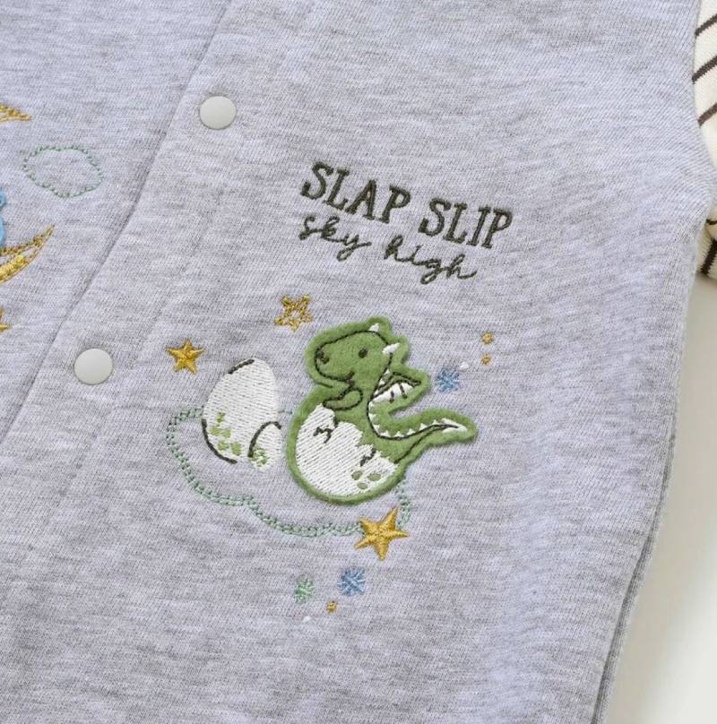 SLAP SLIP(スラップスリップ) 「ドラゴン刺繍ロンパース＋ドラゴンフェイススタイセット」(70cm) 【メール便送料無料】の画像