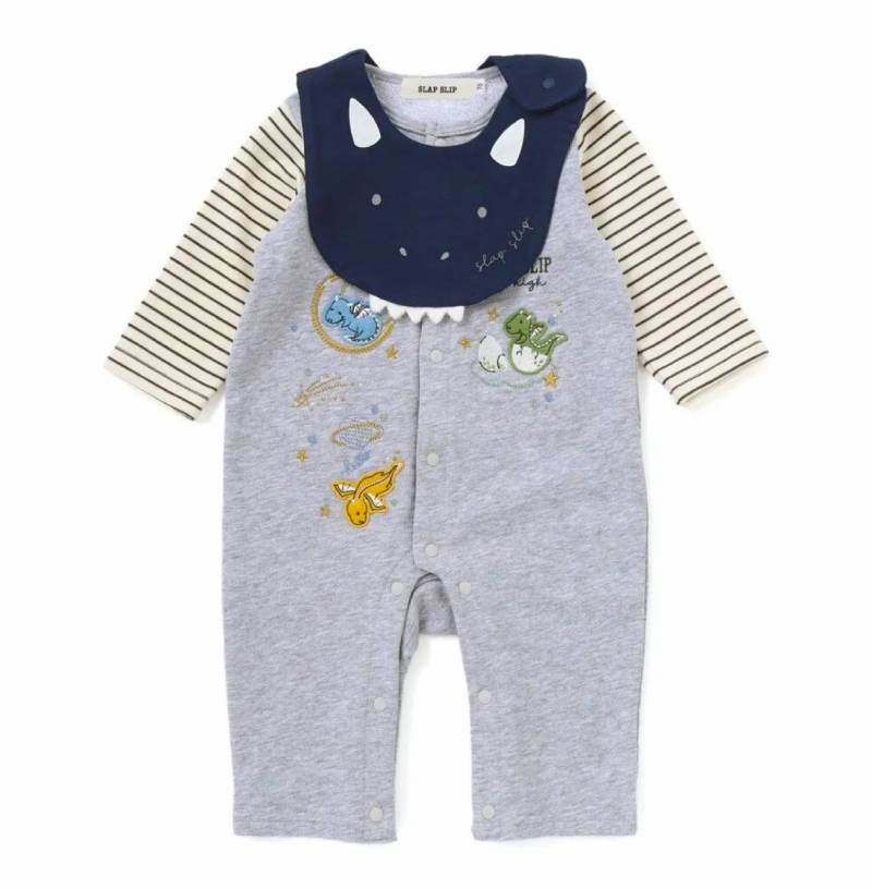 SLAP SLIP(スラップスリップ) 「ドラゴン刺繍ロンパース＋ドラゴンフェイススタイセット」(70cm) 【メール便送料無料】の画像