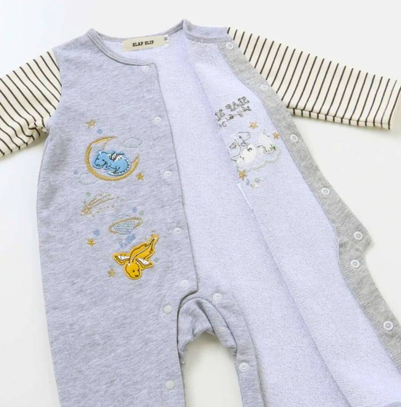 SLAP SLIP(スラップスリップ) 「ドラゴン刺繍ロンパース＋ドラゴンフェイススタイセット」(70cm) 【メール便送料無料】の画像