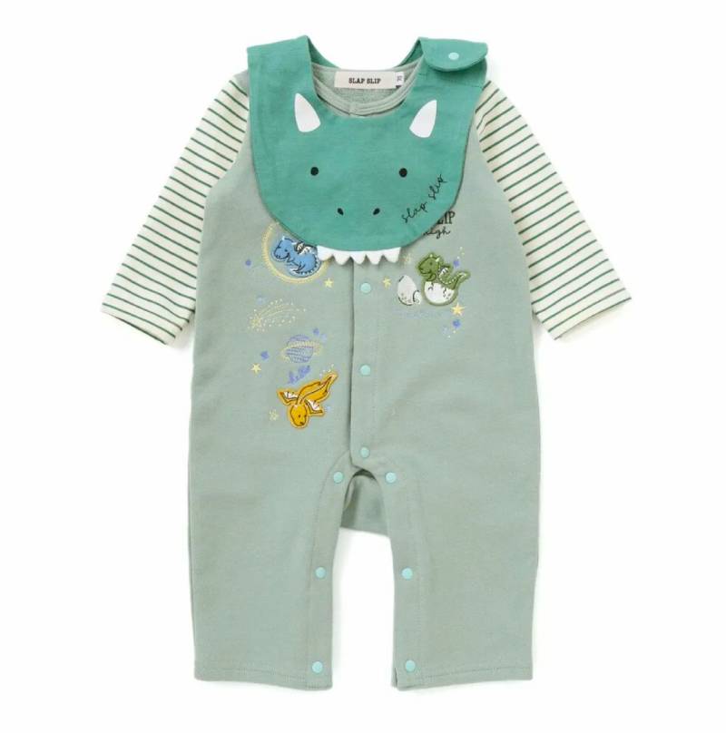 SLAP SLIP(スラップスリップ) 「ドラゴン刺繍ロンパース＋ドラゴンフェイススタイセット」(70cm) 【メール便送料無料】の画像