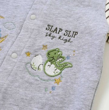 SLAP SLIP(スラップスリップ) 「ドラゴン刺繍ロンパース＋ドラゴンフェイススタイセット」(70cm) 【メール便送料無料】の画像