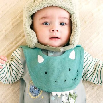 SLAP SLIP(スラップスリップ) 「ドラゴン刺繍ロンパース＋ドラゴンフェイススタイセット」(70cm) 【メール便送料無料】の画像