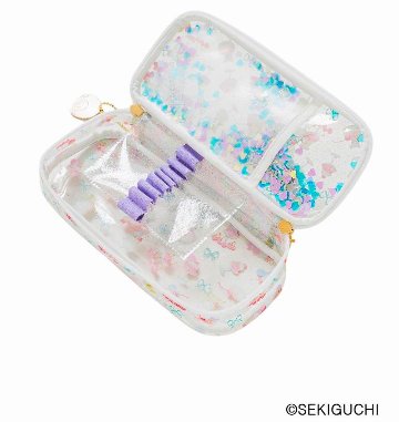 fafa「【モンチッチコラボ】ELSIE MAE クリアラメPVCスパンコール入りペンケース」（F）の画像