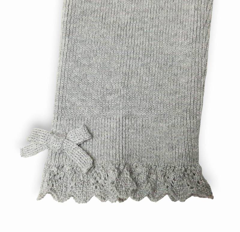 Souris(スーリー)「裾レース編み リボン付き 綿ニット スパッツ」（80-125cm） 【メール便送料無料】の画像