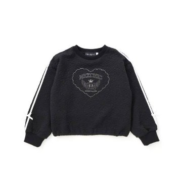 nexchic (ネクシック) 「ハート刺しゅう袖リボンキルトトレーナー」(110-150cm) の画像