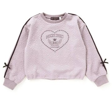 nexchic (ネクシック) 「ハート刺しゅう袖リボンキルトトレーナー」(110-150cm) の画像