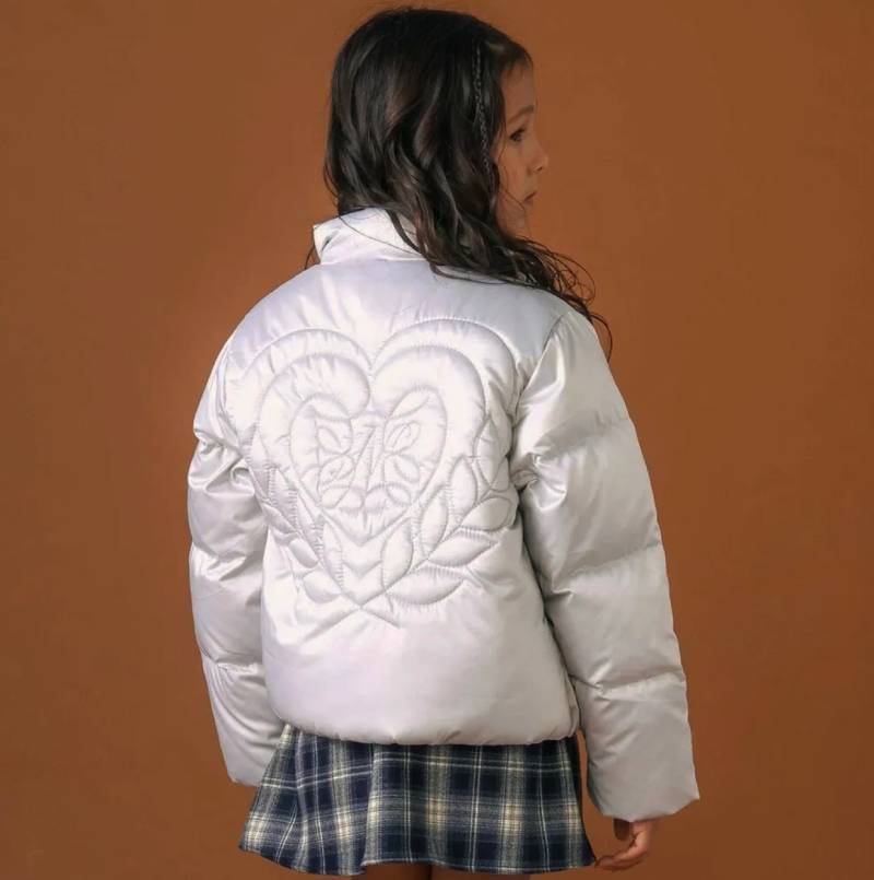 nexchic「ハートロゴタフタダウンジャケット」(140-150cm) の画像