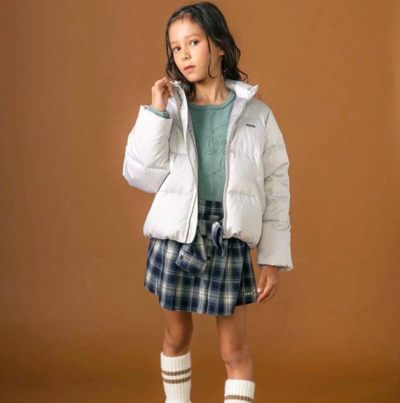 nexchic「ハートロゴタフタダウンジャケット」(140-150cm) の画像