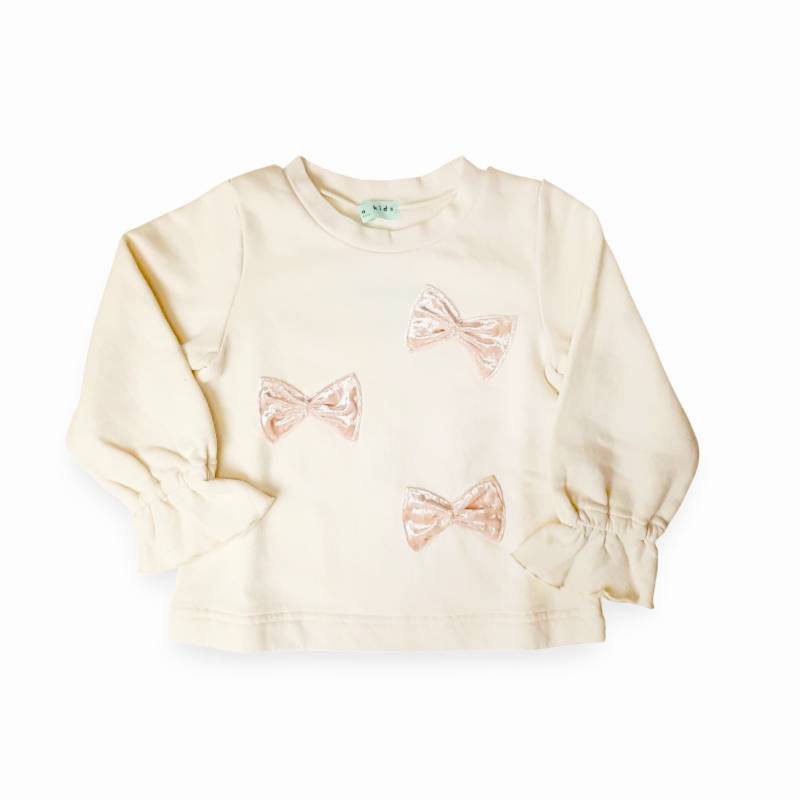 hakka kids「リボンアップリケミニ裏毛裏起毛トレーナー」(90-150cm）の画像