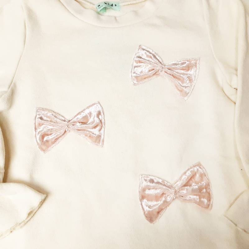 hakka kids「リボンアップリケミニ裏毛裏起毛トレーナー」(90-150cm）の画像