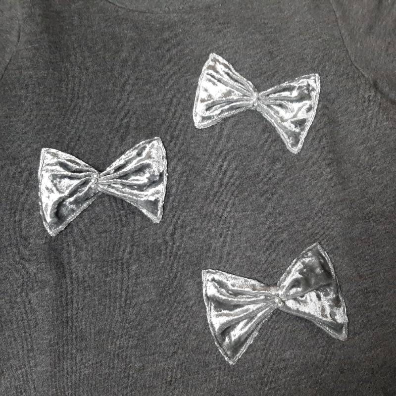 hakka kids「リボンアップリケミニ裏毛裏起毛トレーナー」(90-150cm）の画像